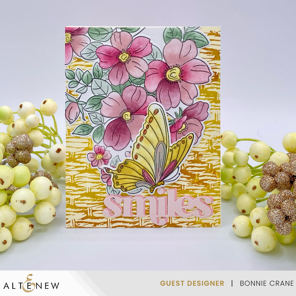 Altenew Flutter and Bloom Clear Stamps alt10038 smiles