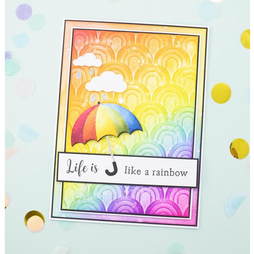 Crafter's Companion Seamless Scallops 5 x 7 3D Embossing Folder cc-ef5-3d-sesc rainbow card