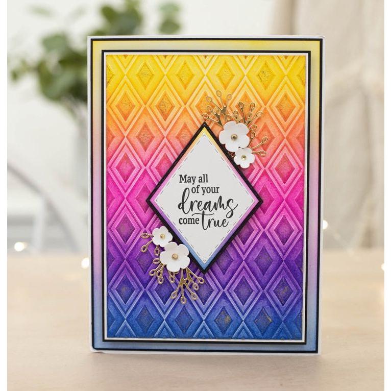 Crafter's Companion Classic Diamonds 5 x 7 3D Embossing Folder cc-ef5-3d-cldi rainbow ombre diamond card