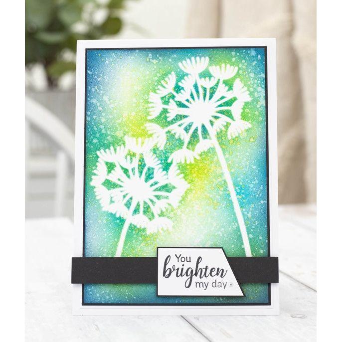 Crafter's Companion Delicate Dandelions Mask cc-mask-dedan you brighten my day card