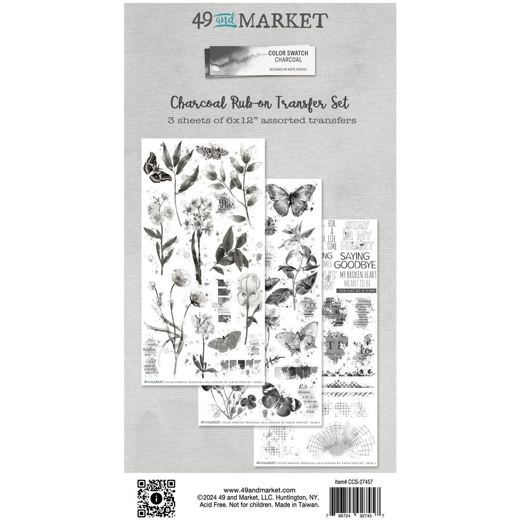 49 and Market Color Swatch Charcoal Rub On Transfers ccs-27457 back