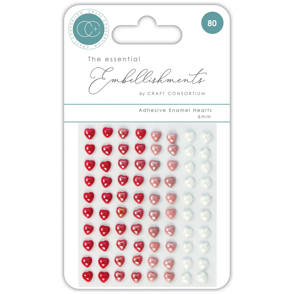 Craft Consortium Adhesive Enamel Hearts Stickers ceadot001