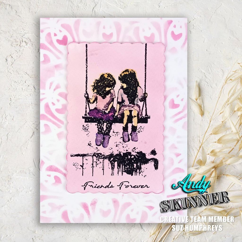 Creative Expressions Friends Forever Cling Stamps ceasr063 friends swinging