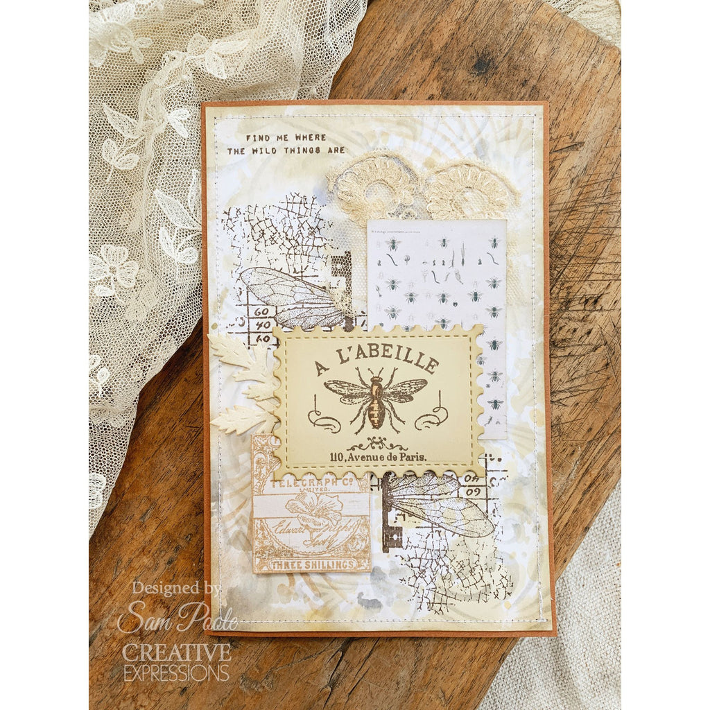 Creative Expressions Sam Poole Snippets of Nature Clear Stamps cec1029 bee card