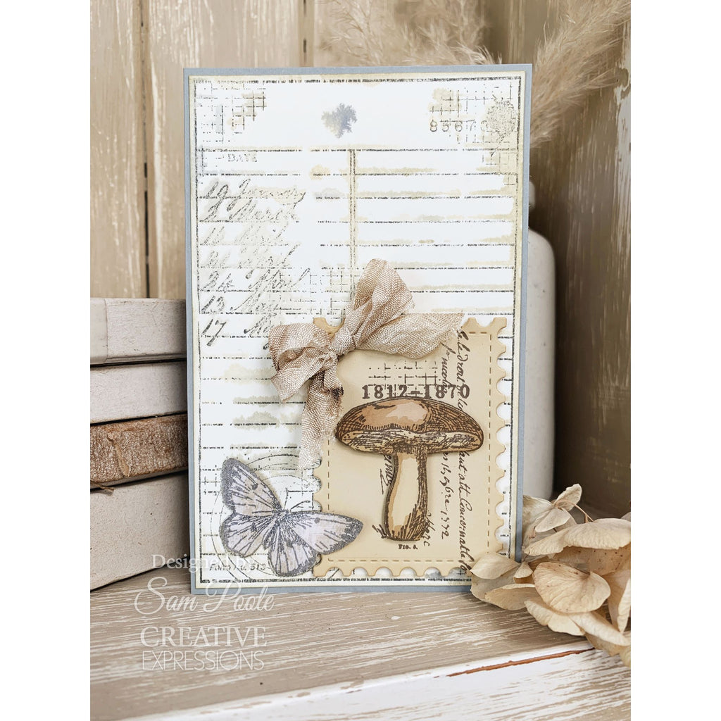 Creative Expressions Sam Poole Snippets of Nature Clear Stamps cec1029 mushroom card