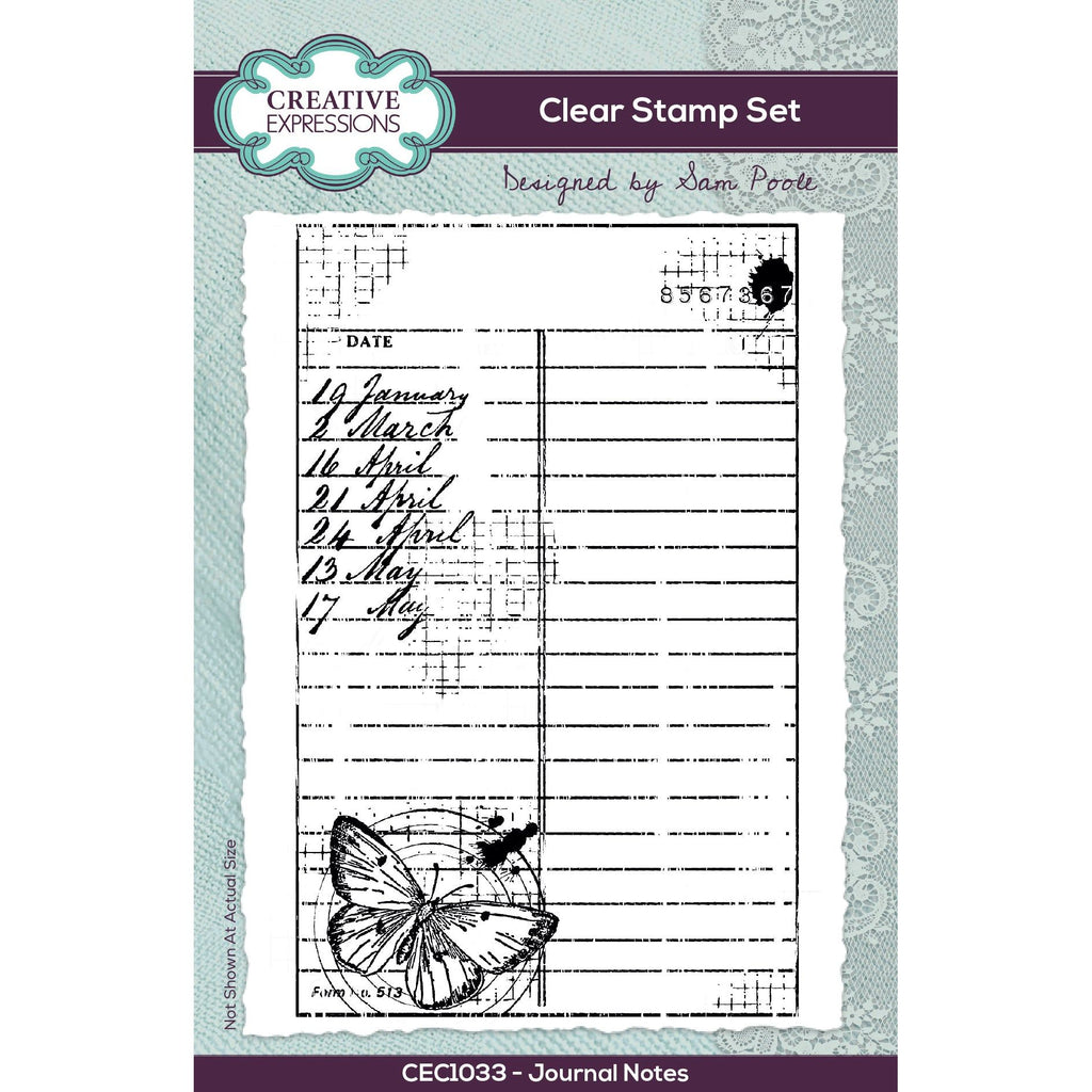 Creative Expressions Sam Poole Journal Notes Clear Stamp cec1033