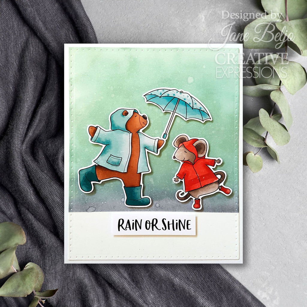 Creative Expressions Dancing In The Rain Clear Stamps cec1077 rain or shine