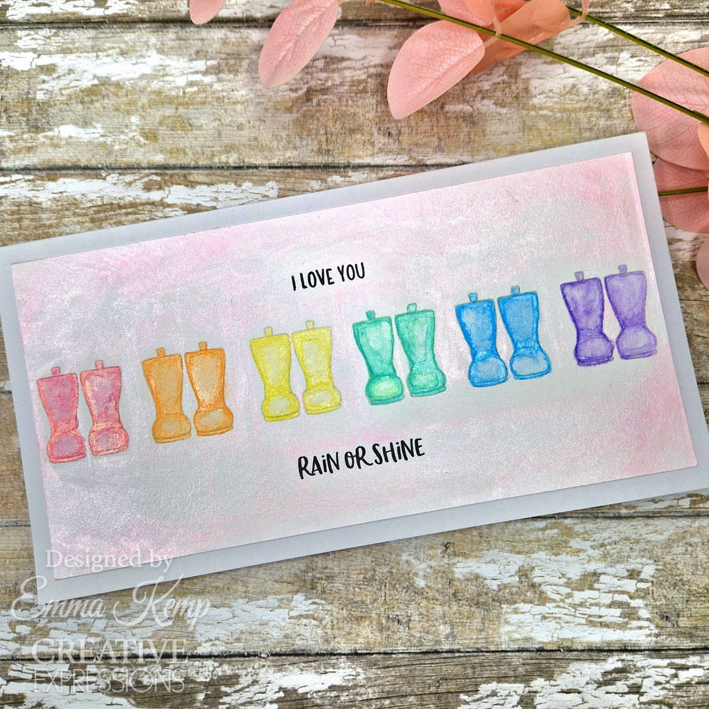 Creative Expressions Rain or Shine Clear Stamps cec1078 i love you boots