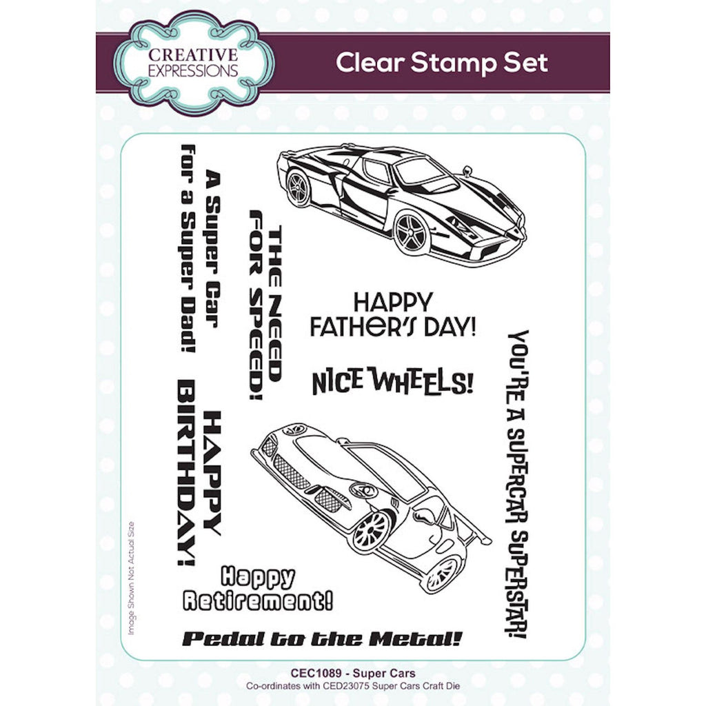 Creative Expressions Super Cars Clear Stamps cec1089