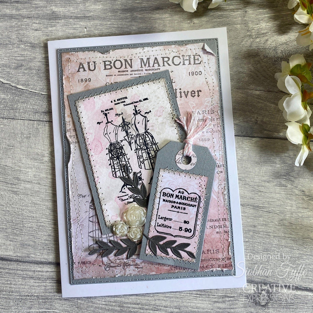 Creative Expressions French Fabric Tags Clear Stamps cec1092 bon marche