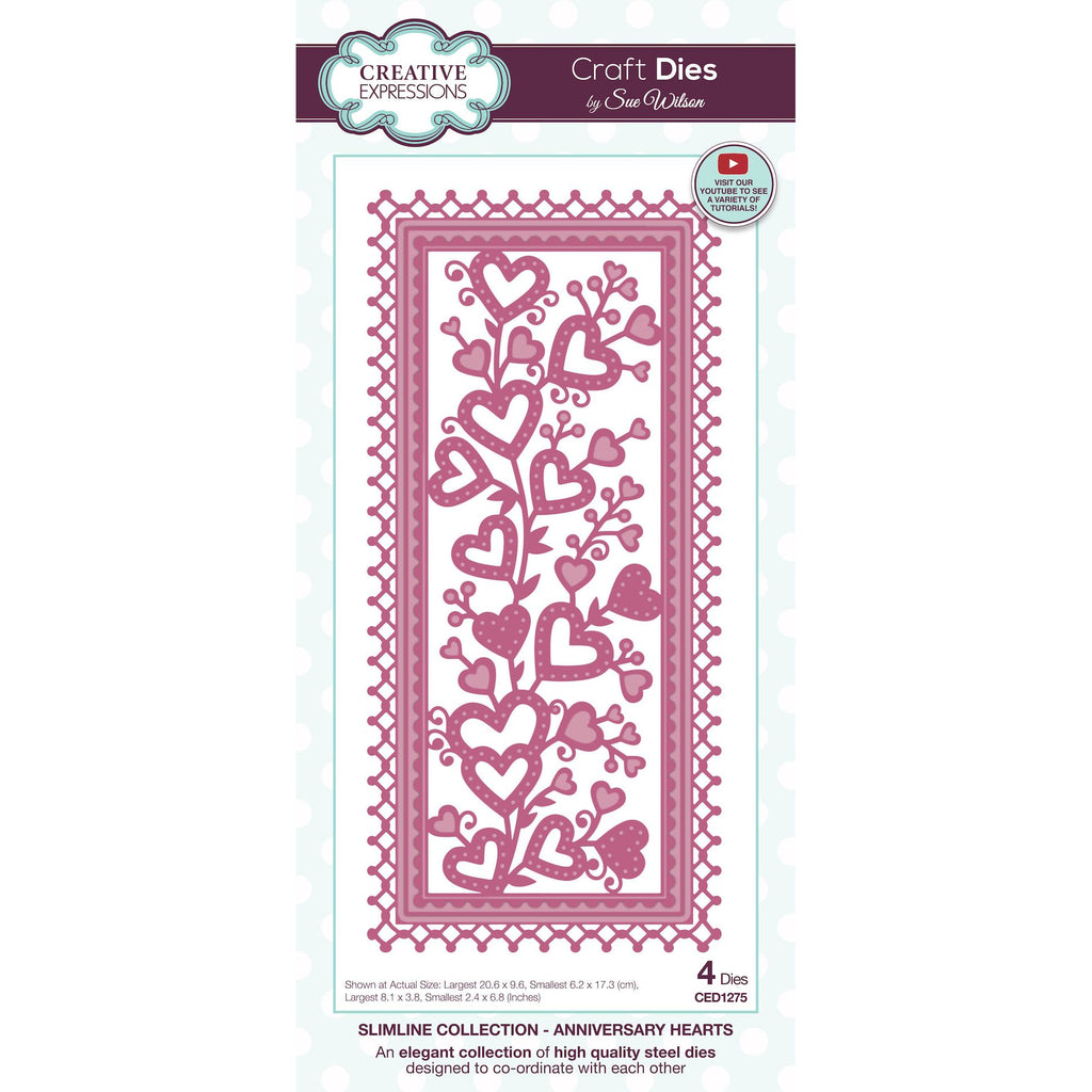 Creative Expressions Slimline Anniversary Hearts Dies ced1275