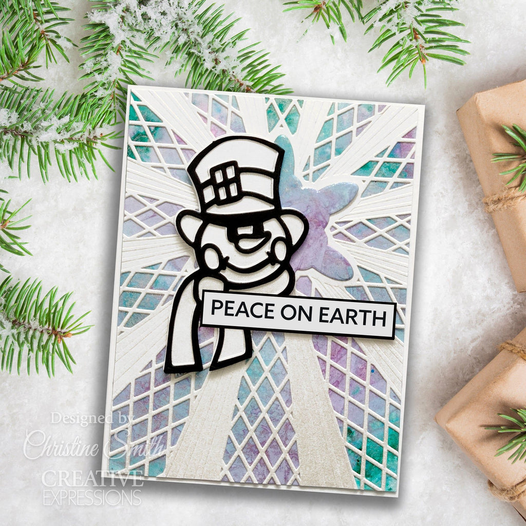 Creative Expressions Stained Glass Snowman Festive Collection Dies ced3260 peace card