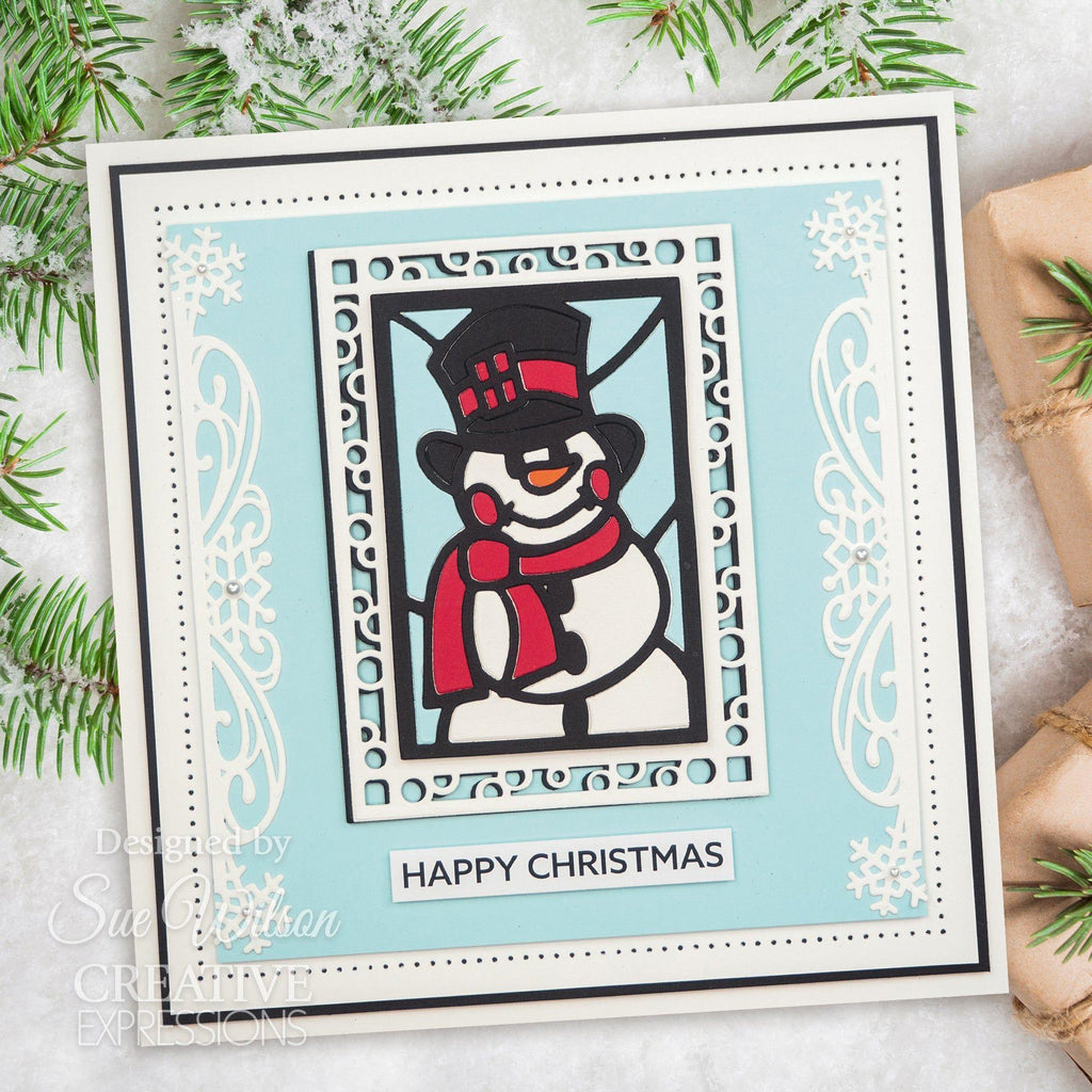 Creative Expressions Stained Glass Snowman Festive Collection Dies ced3260 christmas card