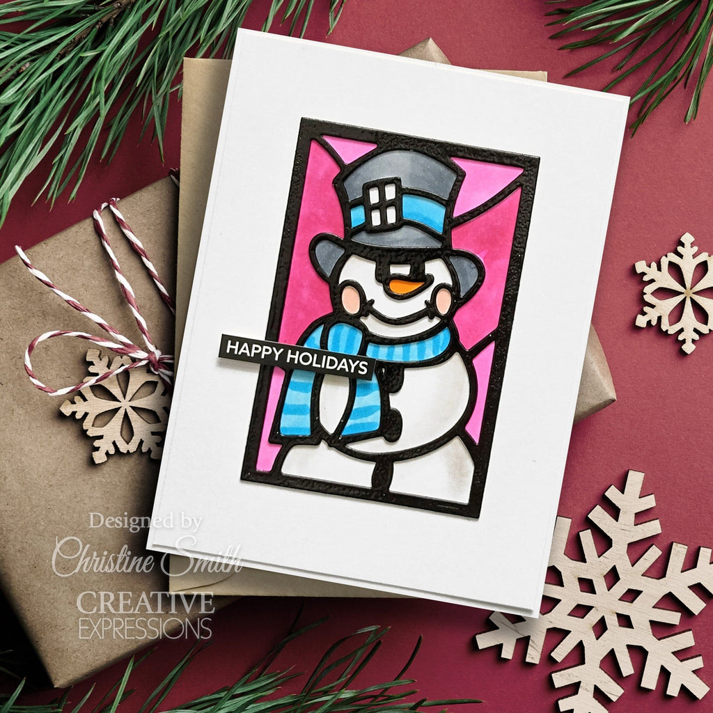 Creative Expressions Stained Glass Snowman Festive Collection Dies ced3260 holidays card