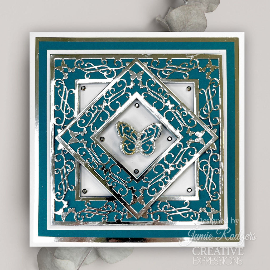 Creative Expressions Butterfly Square Frame Dies cedjr078 square and diamond card