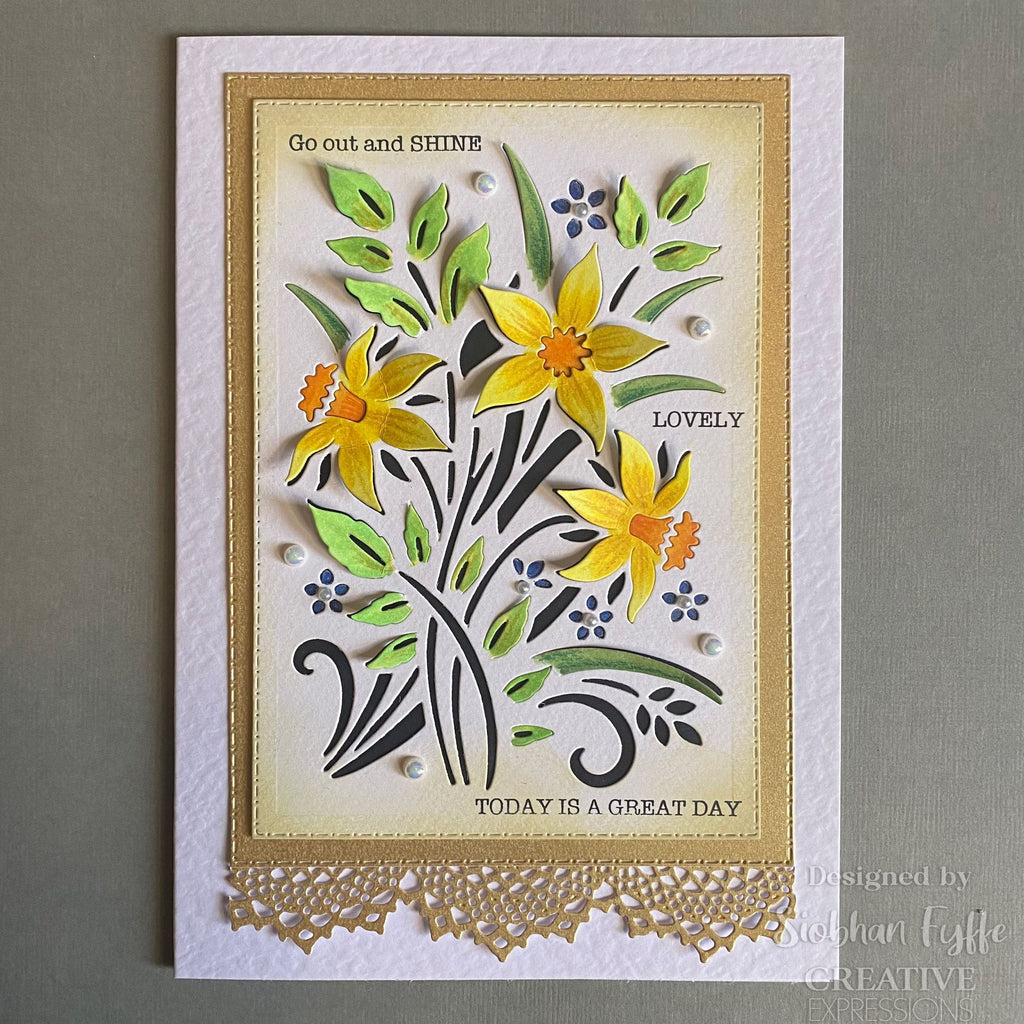 Creative Expressions Dancing Daffodils Paper Cuts Cut & Lift Die cedpc1227 go out and shine card