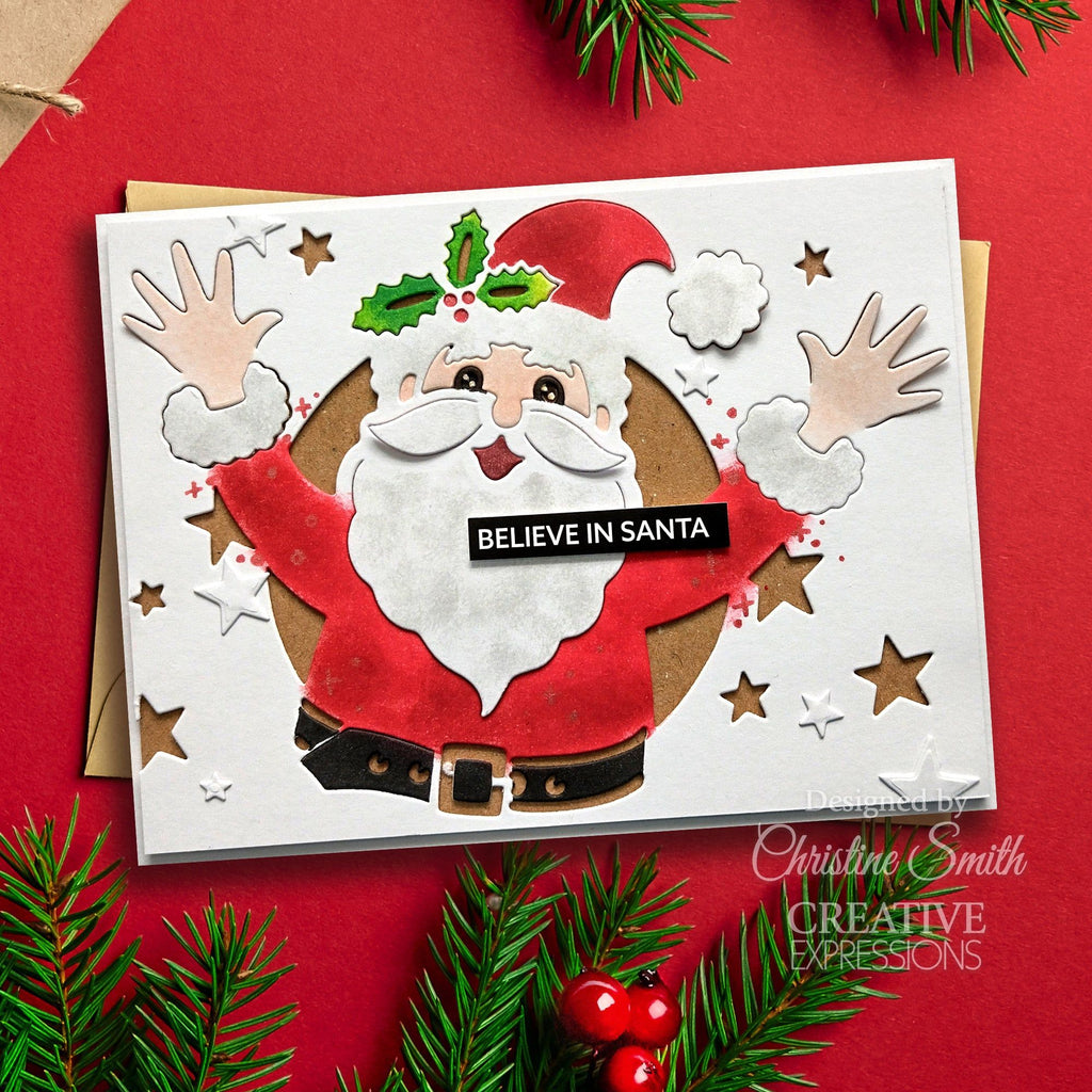 Creative Expressions Jolly Santa Cut and Lift Die cedpc1240 believe card