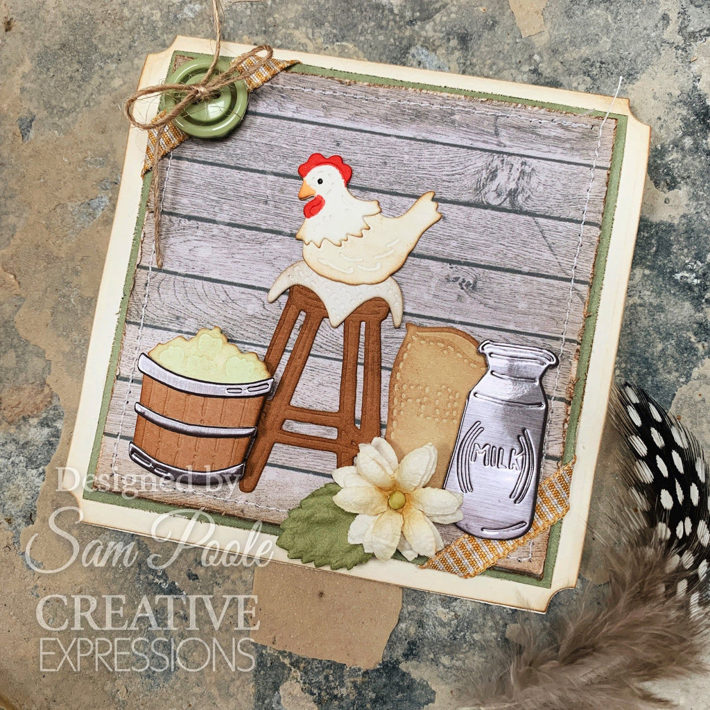 Creative Expressions Rustic Homestead Kitchen Stool Set Dies cedsp032 chicken