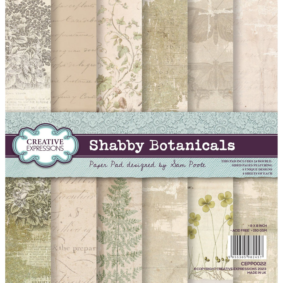 Sage Green Floral Scrapbook Paper, 8 Floral Pattern Papers