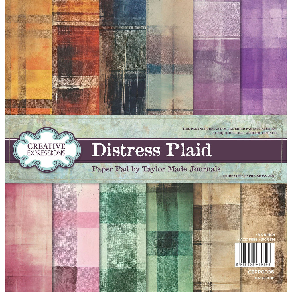 Creative Expressions Distress Plaid 8x8 Paper Pad cepp0036