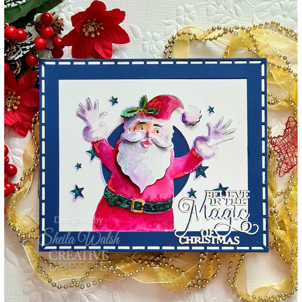 Creative Expressions Jolly Santa Companion Coloring Stencil cest124 christmas card