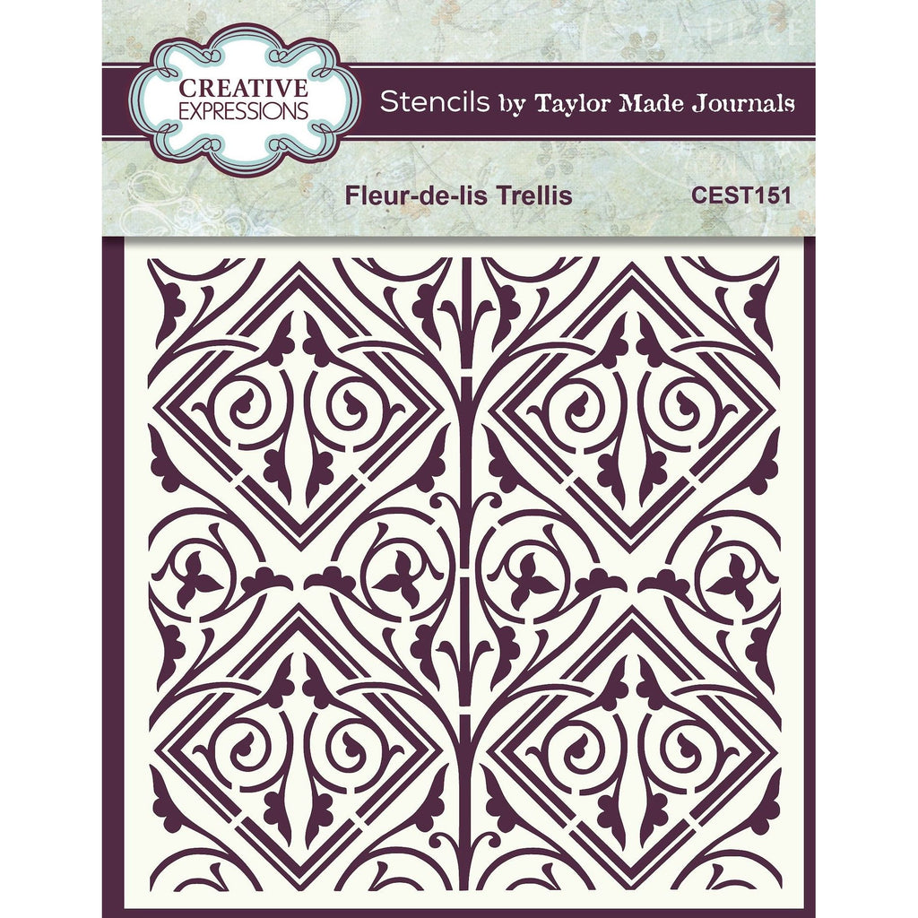 Creative Expressions Fleur-de-lis Trellis 6x6 Stencil cest151