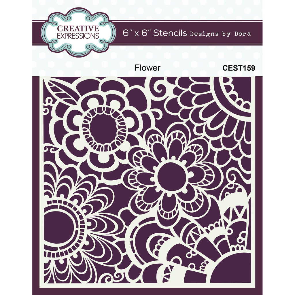 Creative Expressions Designs Flower 6x6 Stencil cest159