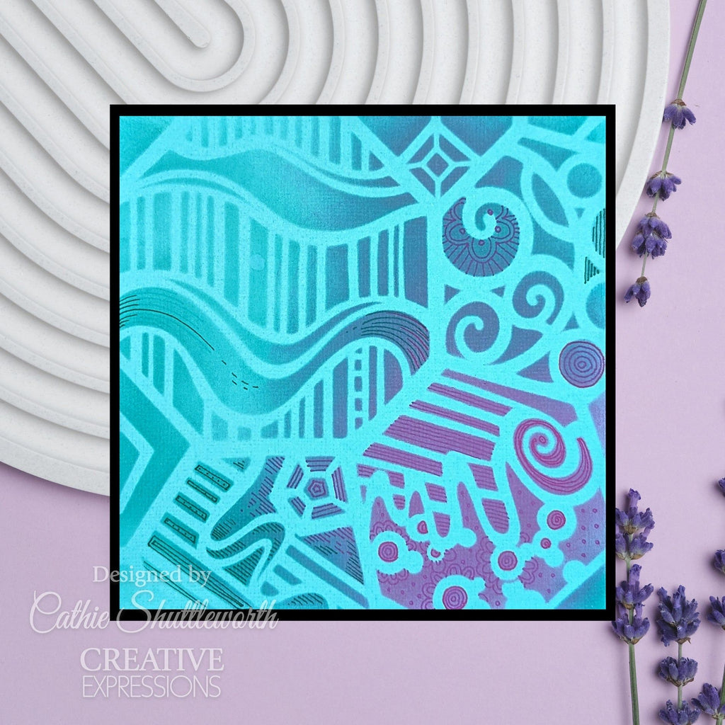 Creative Expressions Designs Honeycomb 6x6 Stencil cest160 blue pattern