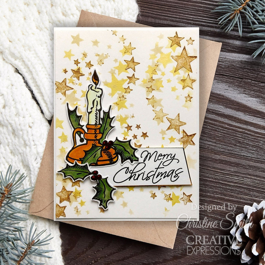 Creative Expressions A Sprinkle Of Stars 6x6 Stencil cest164 merry christmas