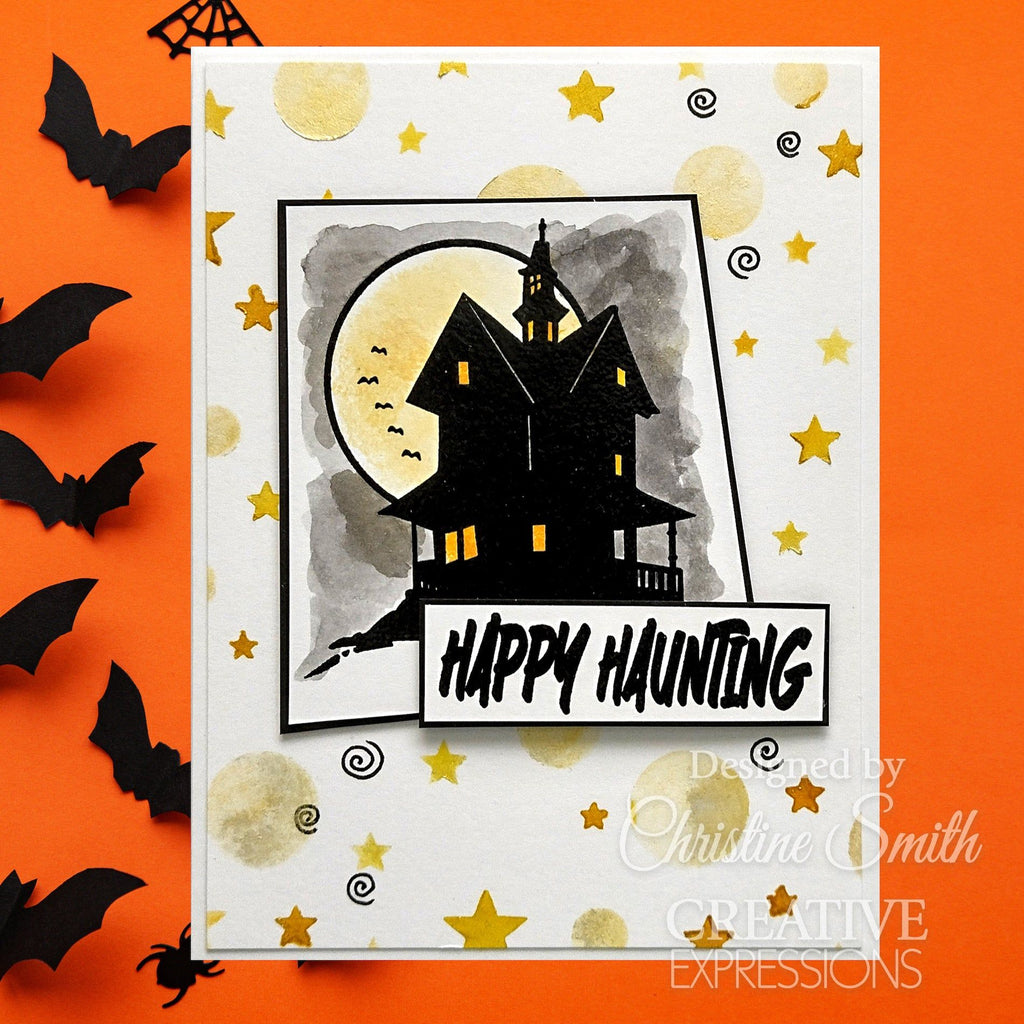 Creative Expressions Stars And Moons 6x6 Stencil cest167 happy haunting