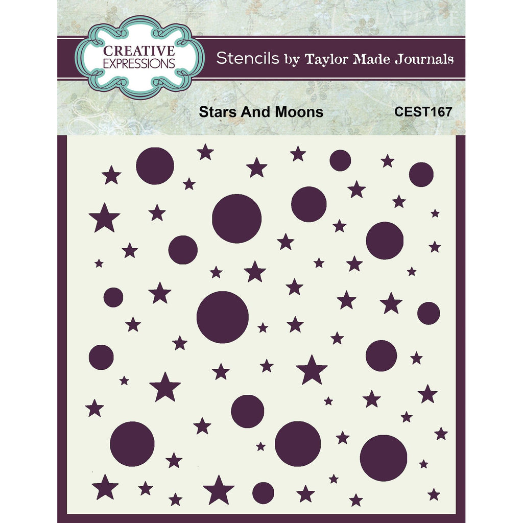 Creative Expressions Stars And Moons 6x6 Stencil cest167