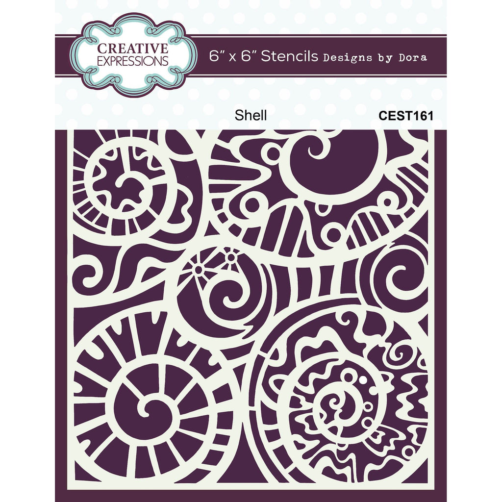 Creative Expressions Designs Shell 6x6 Stencil cest161