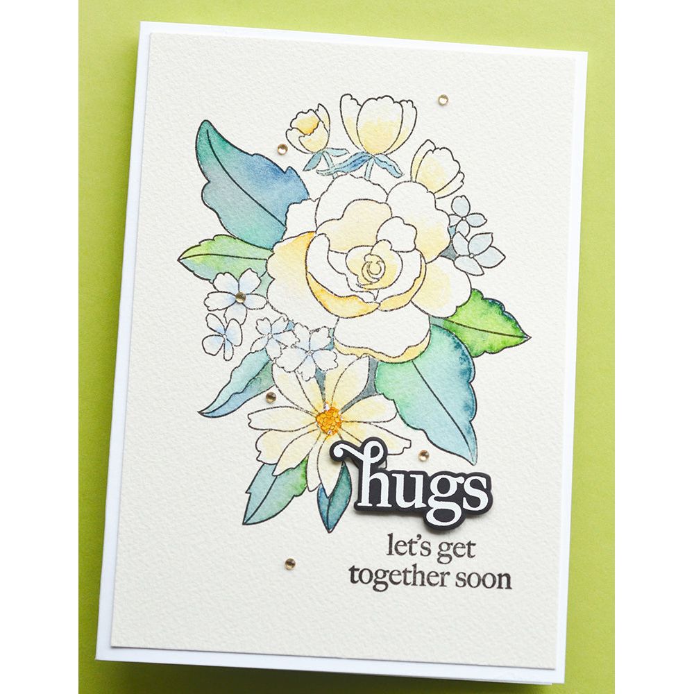 Memory Box Cheerful Floral Clear Stamp and Die Set cl5278d hugs