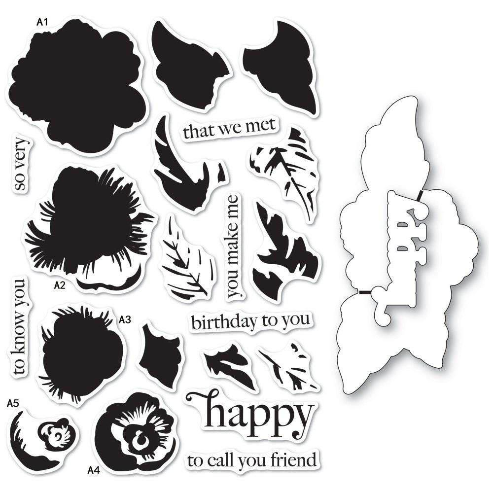 Memory Box Bold Cheerful Floral Clear Stamp and Die Set cl5279d 