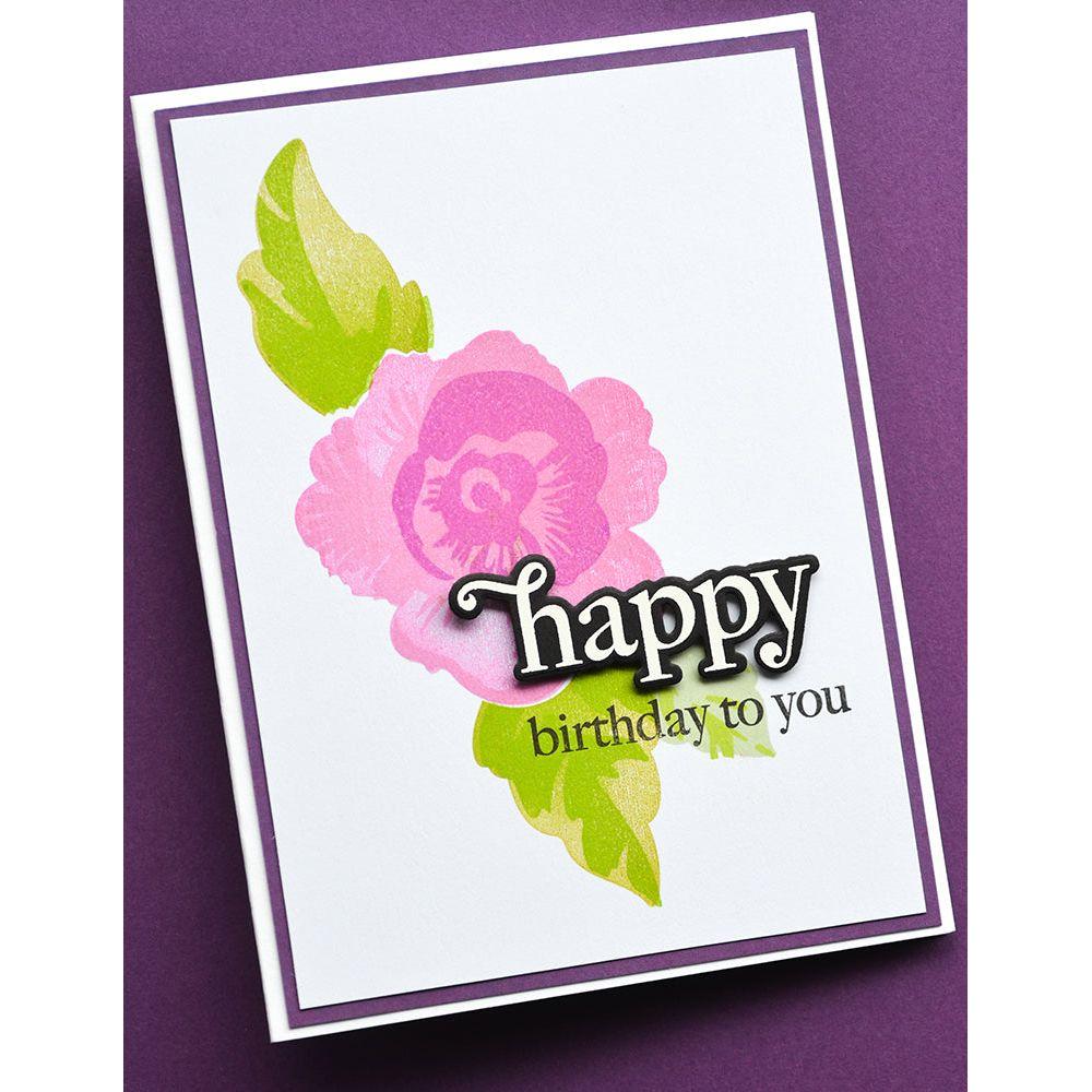 Memory Box Bold Cheerful Floral Clear Stamp Set cl5279 happy birthday