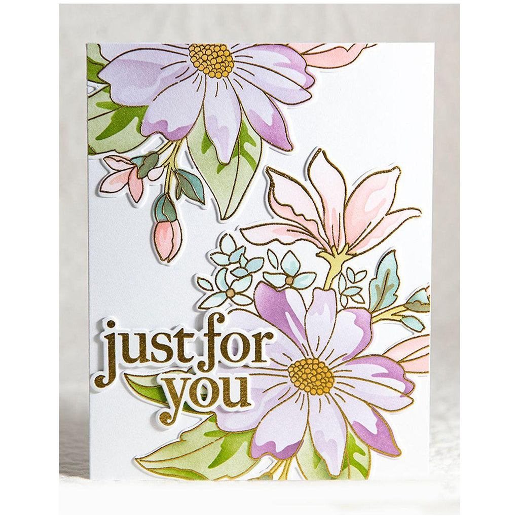 Memory Box Gracious Floral Clear Stamps cl5280 just for you card