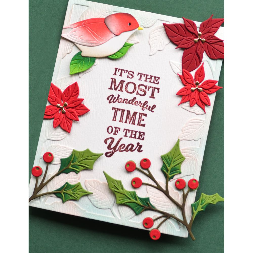 Memory Box Holiday Wishes Clear Stamps cl5286 poinsettia