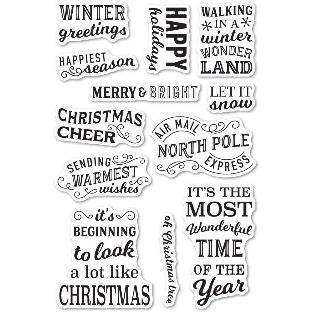 Memory Box Holiday Wishes Clear Stamps cl5286