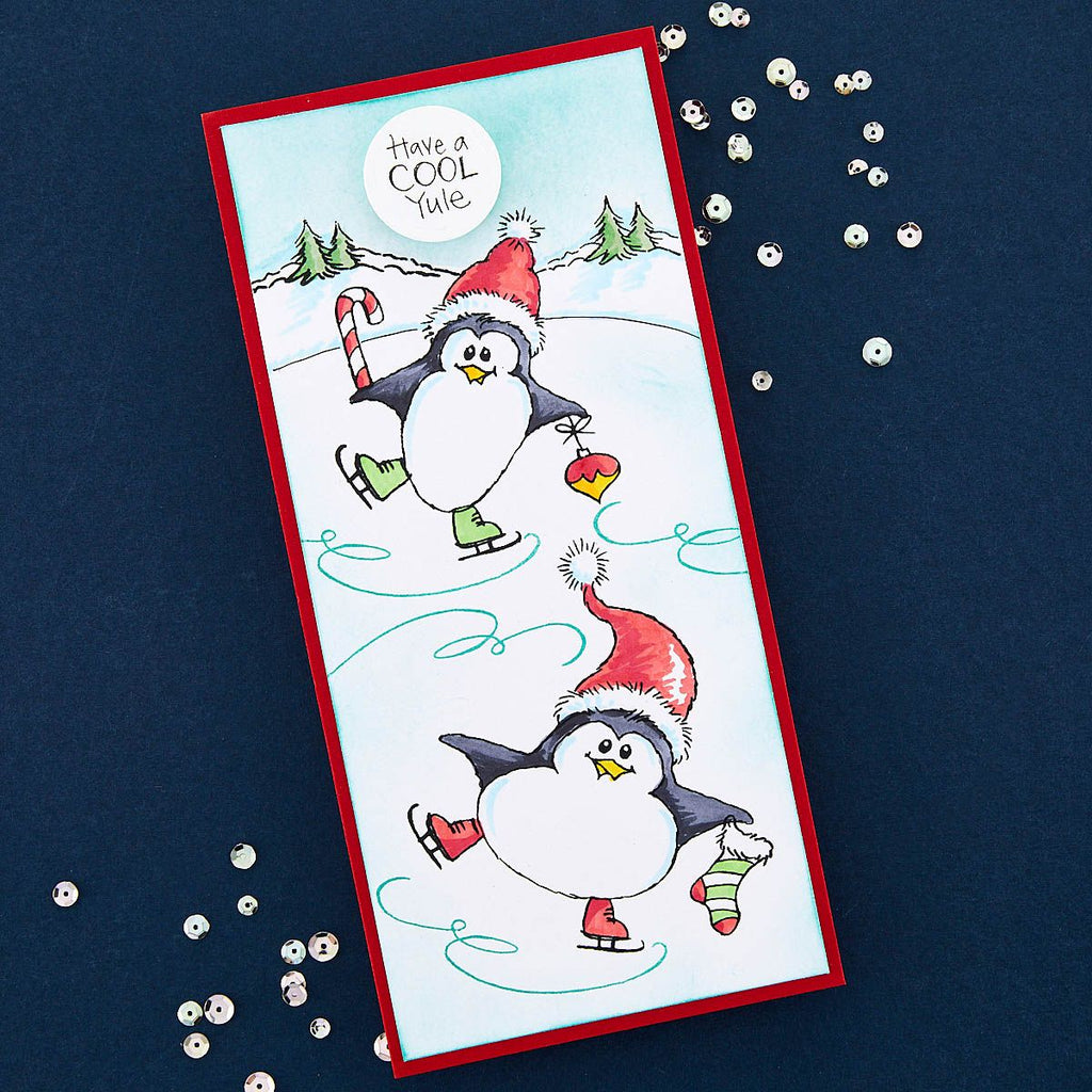 stp-220 Stampendous FransFormer Snowy Penguins Clear Stamps cool yule