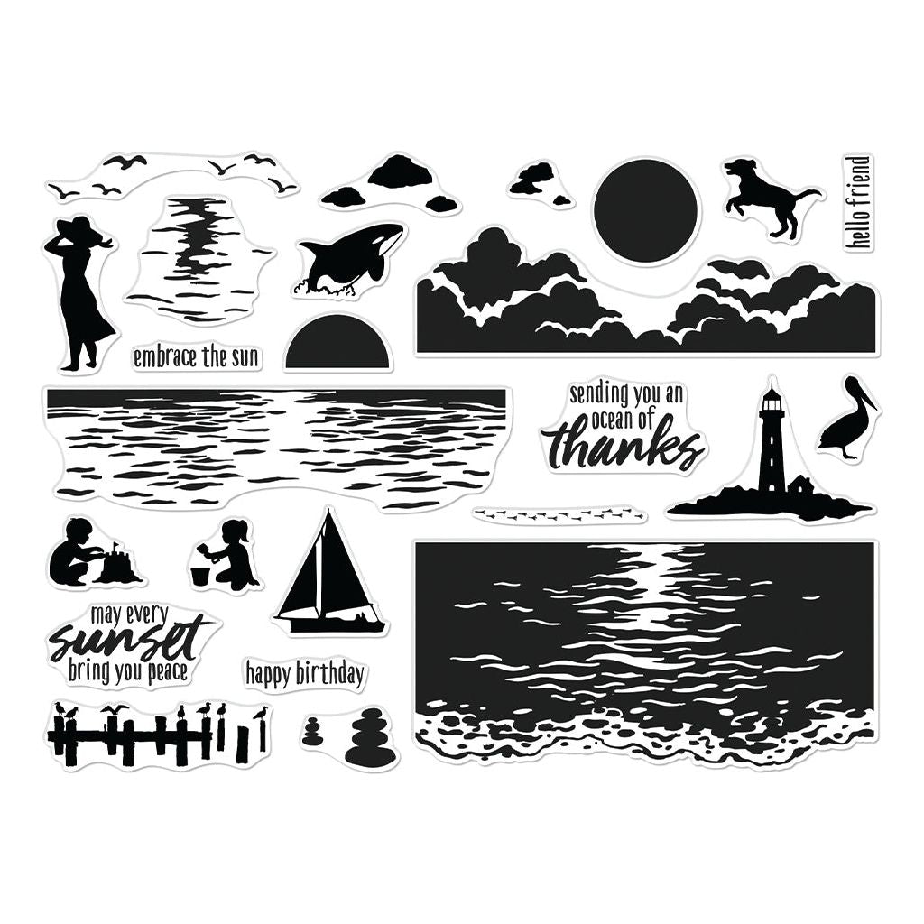 Hero Arts Clear Stamps Color Layering Sunset Over Waves cm751