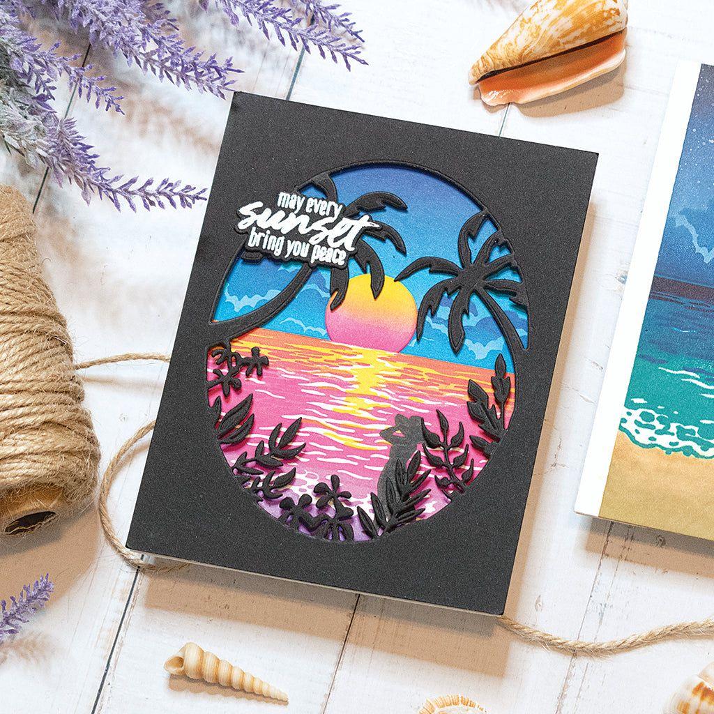 Hero Arts Color Layering Sunset Over Waves Clear Stamp and Die Set sb395 sunset