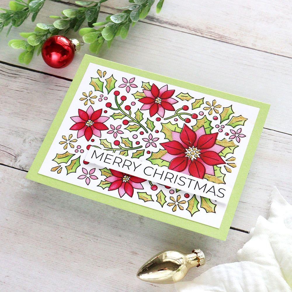 Hero Arts Poinsettia Pattern Clear Stamp Set cm773 merry