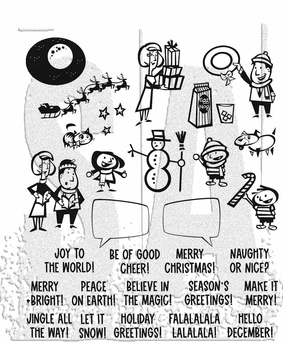 Tim Holtz Cling Rubber Stamps - Festive Sounds CMS048