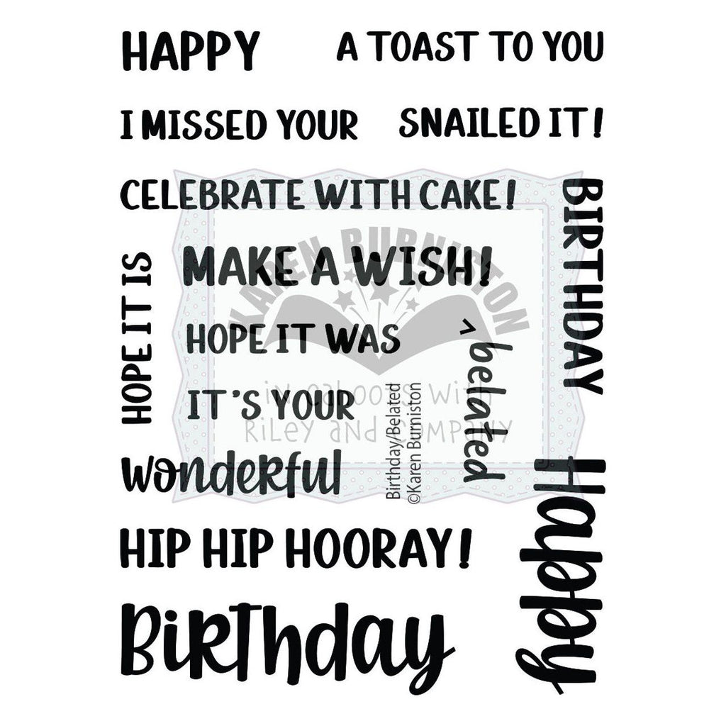 Karen Burniston Birthday Belated Sentiments Clear Stamps cs003 product image