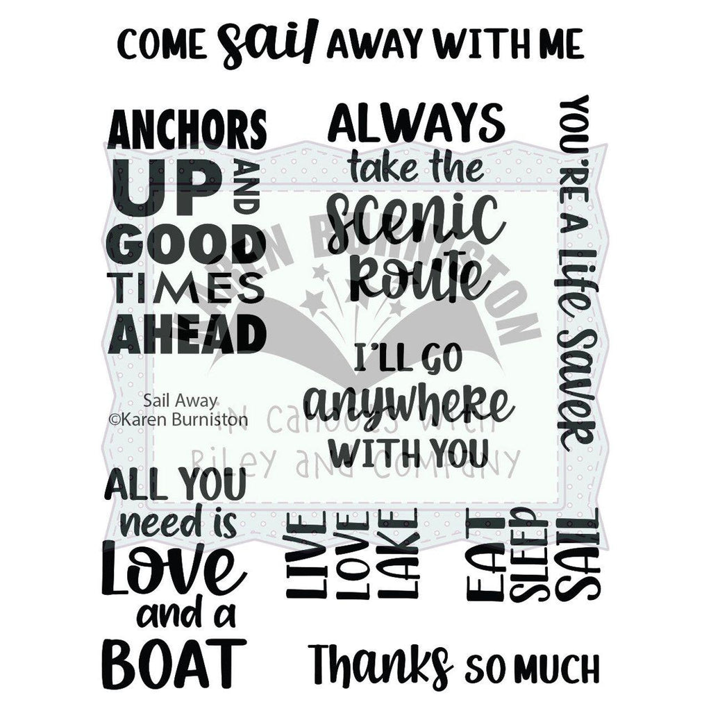 Karen Burniston Sail Away Sentiments Clear Stamps cs005 product image