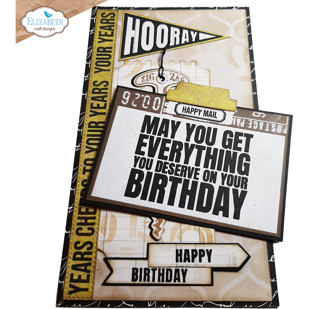 Elizabeth Craft Designs Celebrations Stamp and Die Set cs337 hooray