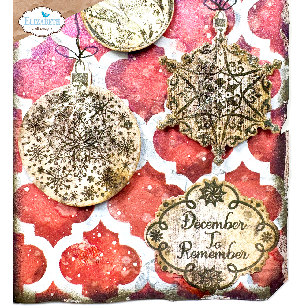 Elizabeth Craft Designs December Romance Stamp and Die Set csd368 baubles