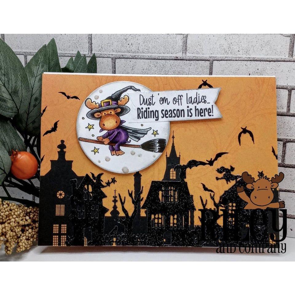 Riley And Company Funny Bones Riding Season Cling Rubber Stamp rwd-1183 witch season