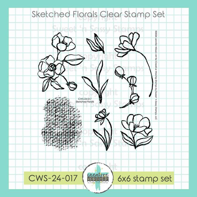 Sweet 'N Sassy Sketched Florals Clear Stamps cws-24-017