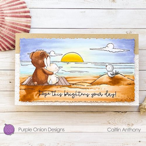 Purple Onion Designs Gazing Cling Stamp pod1335 Ocean Beach Sunrise Card